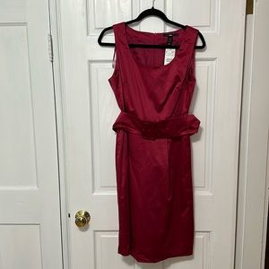 Magneta satin shift dress belt H&M valentine